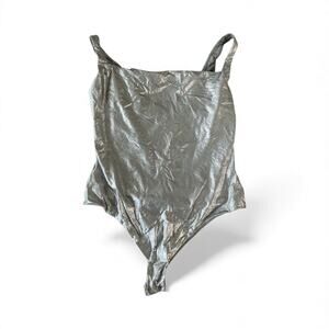 SKIMS Fits Everybody Square Neck Bodysuit | silver | Large